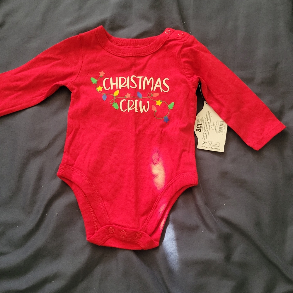 Holiday Time 3 To 6 Month Christmas Crew Longsleeve One Piece